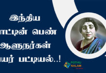 Indian Woman Governor List in Tamil