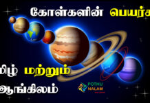 Planets Names Tamil and English