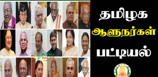 tamil nadu governor list in tamil language