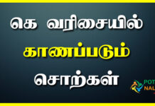 Ke Letter Words in Tamil