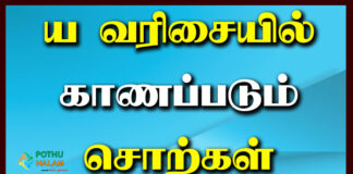 Ya Varisai Words in Tamil