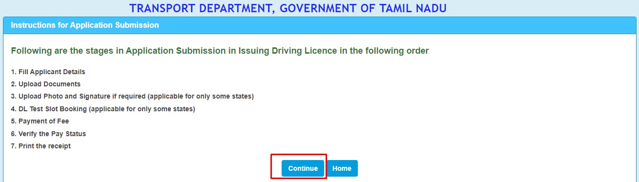 driving licence apply online in tamil