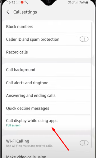 Call All Display While Using Apps