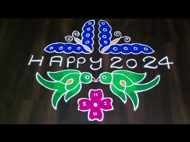 new year rangoli designs with dots 2024