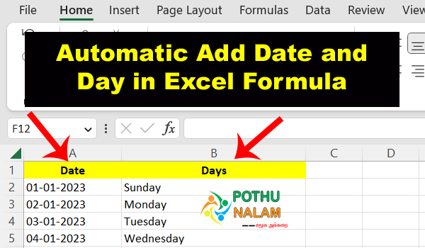 Date Format With Day of Week in Excel in Tamil