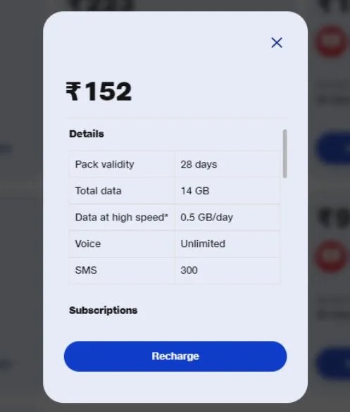 Jio 152 Recharge Plan in Tamil