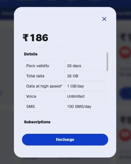 Jio 186 Recharge Plan in Tamil