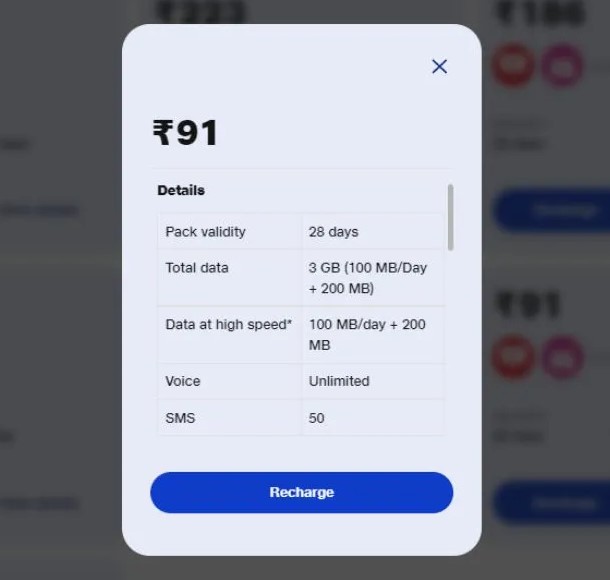 Jio 91 Recharge Plan in Tamil