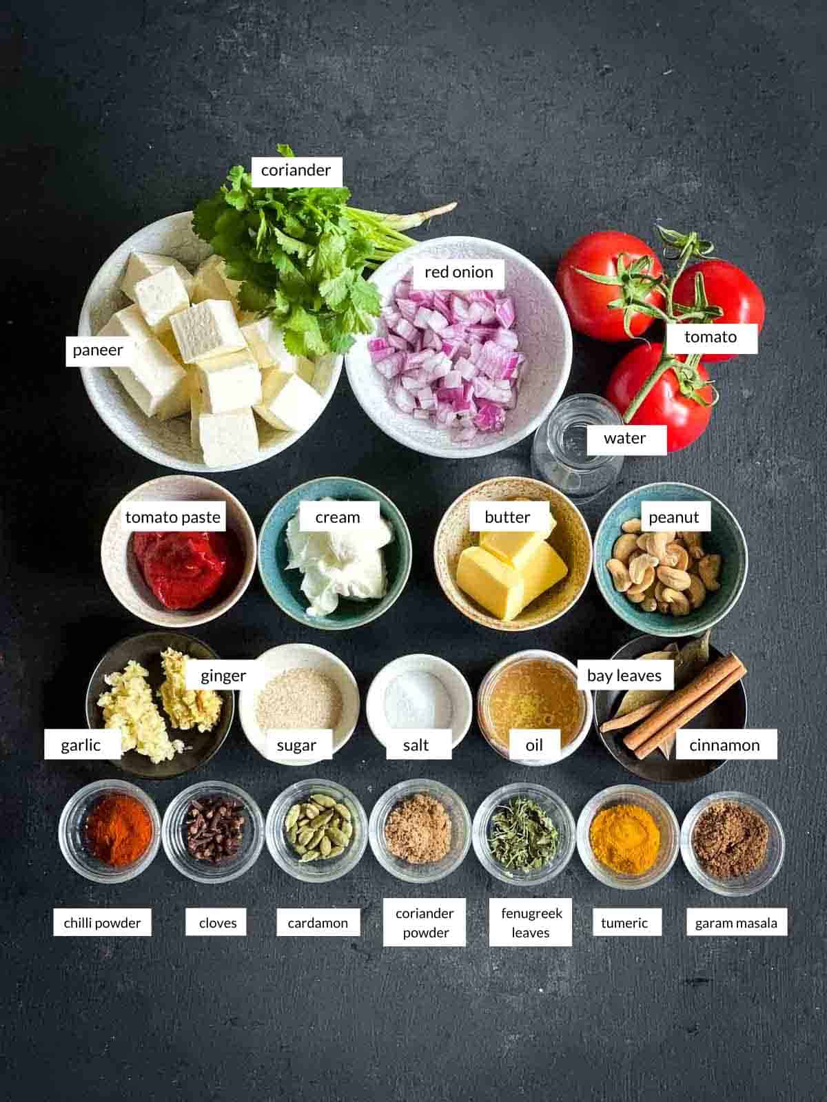 Paneer Butter Masala Ingredients and Quantity in Tamil