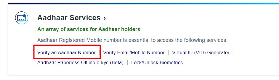Verify An Aadhar Number