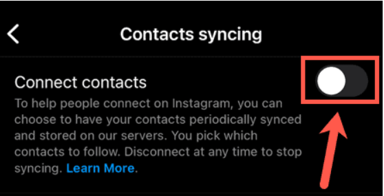 instagram contact connects off