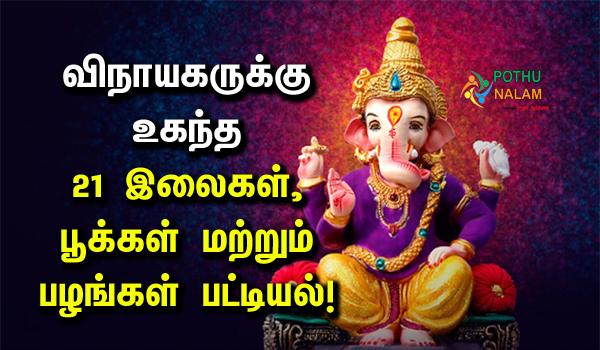 21 Leaf, Flowers, Fruits for Ganesh Pooja in Tamil