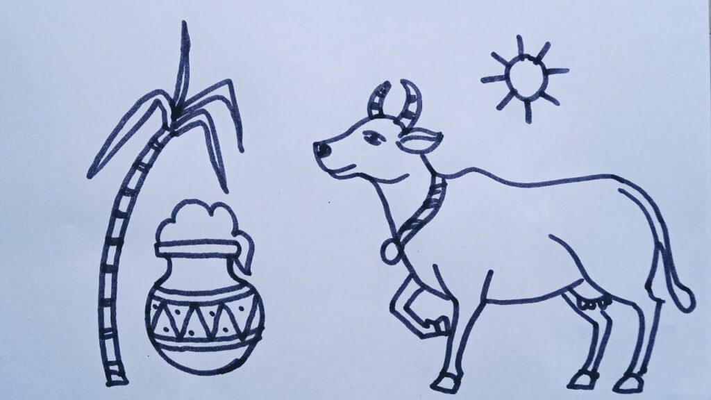 mattu pongal drawing images in tamil
